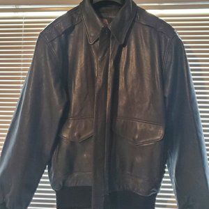 US Wings XL-L Vintage Brown Leather Bomber Jacket